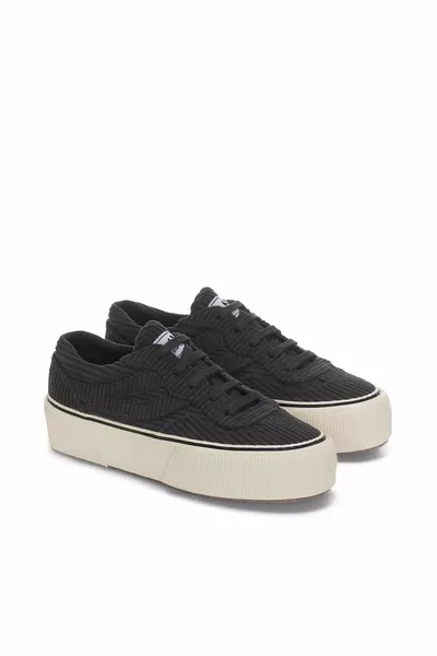  Revolley Platform Corduroy Women's Black Sneakers