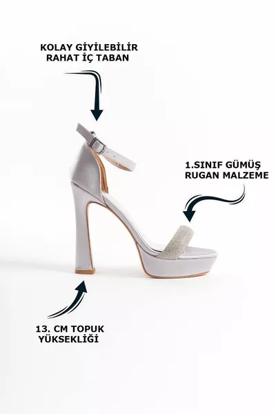 Zilveren Glanzende Steen Single Lane Buckle Dunne Hoge Hakken Vrouwen Avondjurk Schoenen