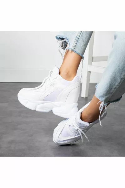 Scarpe da ginnastica con tacco imbottito bianco