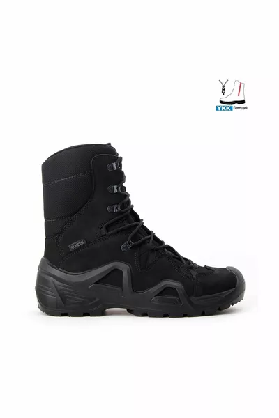 ASTOR WITH ZIP BOT -SİYAH, Hakiki Ciltli Nubuk Deri, Profesyonel Fermuarlı Askeri Taktik Bot