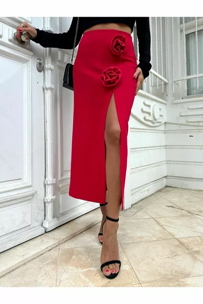 Rock mit Sondermuster in Rose