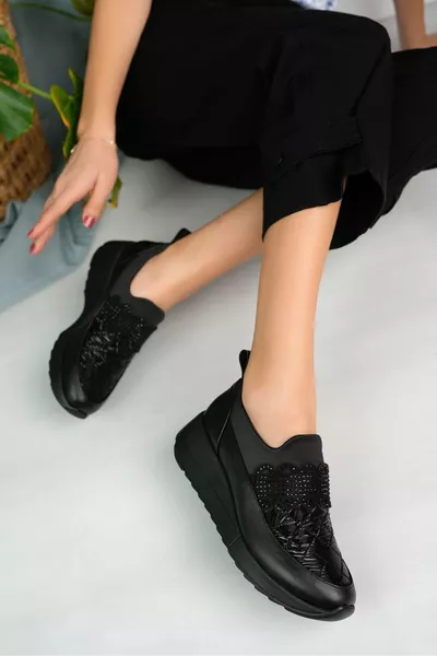 Schwarze Damen Freizeitschuhe Leichte Damenschuhe Voll orthopädische Mutterschuhe mit Innenkissen