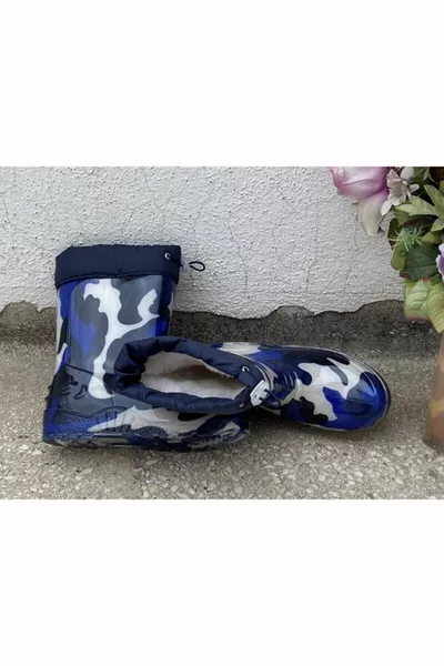 Сини камуфлажни ботуши за дъжд за момчета водоустойчиви