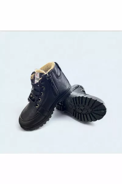 Erkek Çocuk Bot Içi Yünlü Fermuarlı Kaymaz Taban Su Geçirmez