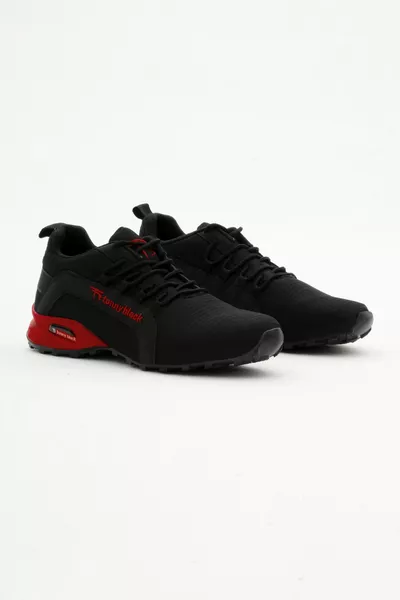 Baskets à lacets Homme Noir Rouge Casual Fit Thermo Semelle