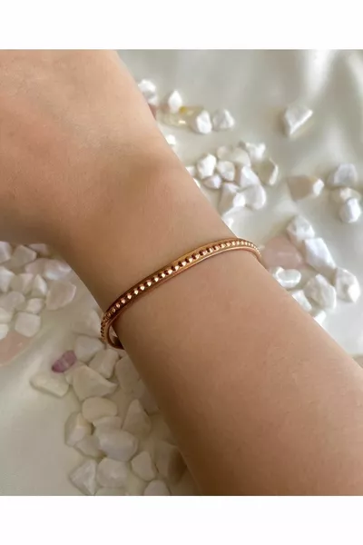 النحاس النقي المرأة سوار خاتم البسيطة مجموعة نقطة نمط