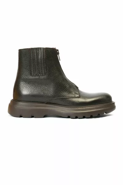 أحذية كاجوال جلد طبيعي بني للرجال 