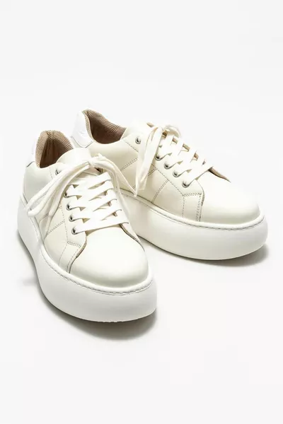 Baskets Femme en cuir beige