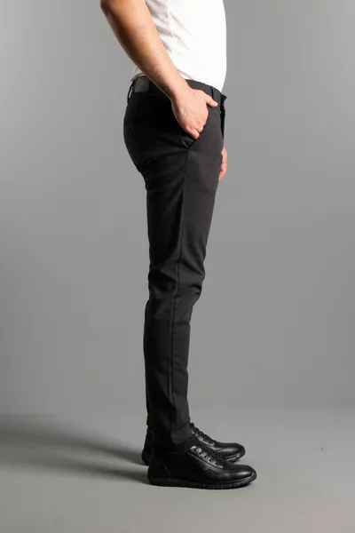 ERKEK SİYAH DOKULU KANVAS KETEN PANTOLON