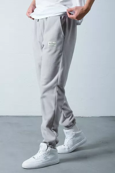 سروال رياضي رجالي فضفاض من قماش بولار رمادي