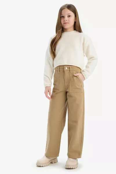 بنطال قطن واسع الساق للبنات SM