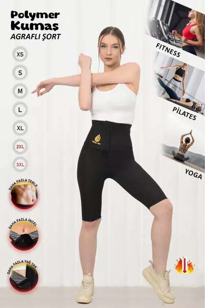 Short thermique unisexe taille très haute, fermoir à 3 niveaux, amincissant et gainant, maximisant la transpiration