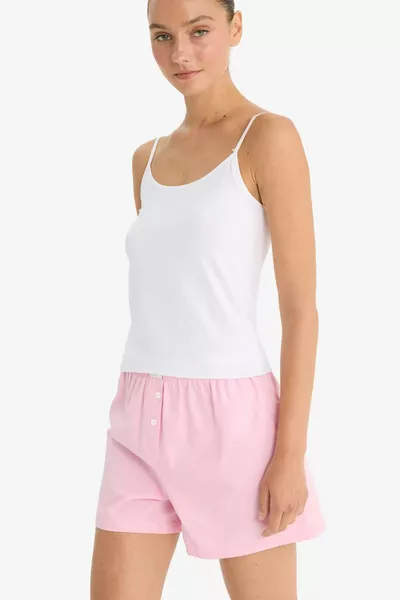 Бяла тънка памучна потник с тънки презрамки - Fall in Love SP