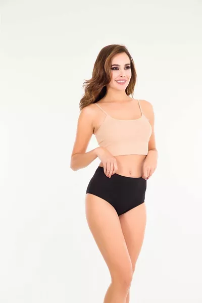Vrouwen Hoge Taille Slip Zwart 5 Stuks