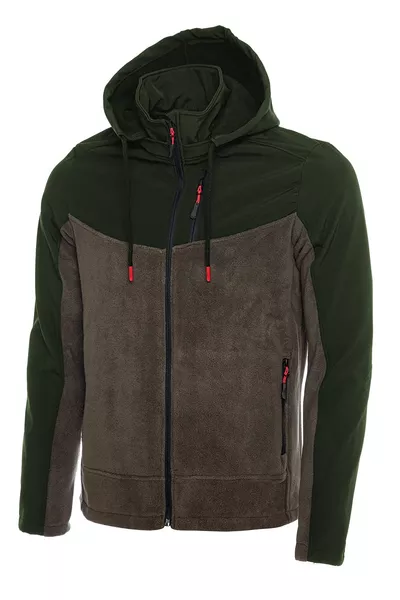 سترة رياضية رجالية بغطاء رأس قابل للإزالة من قماش سوفت شيل/فلانيل