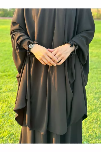 Ensemble afghan à tête voilée à aiguilles en SOIE DE MÉDINE