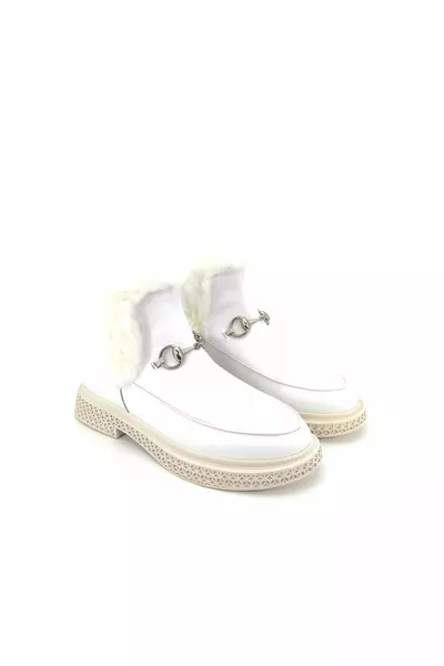 سلك أبيض جلد حقيقي أحذية نسائية