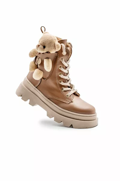 Teddybeer Waterdichte Veters Winter Gevederde Onderstreepte Laarzen Schoenen Bruin KA
