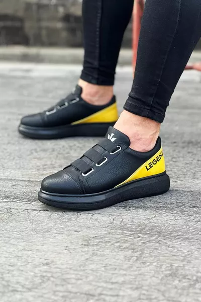  3 Band Legend Jaune anthracite Semelle épaisse Chaussures décontractées pour hommes