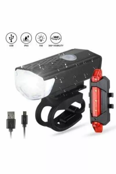 مصباح دراجة قابلة للشحن مصباح يدوي المصباح الأمامي الخلفي إيقاف الإضاءة مجموعة