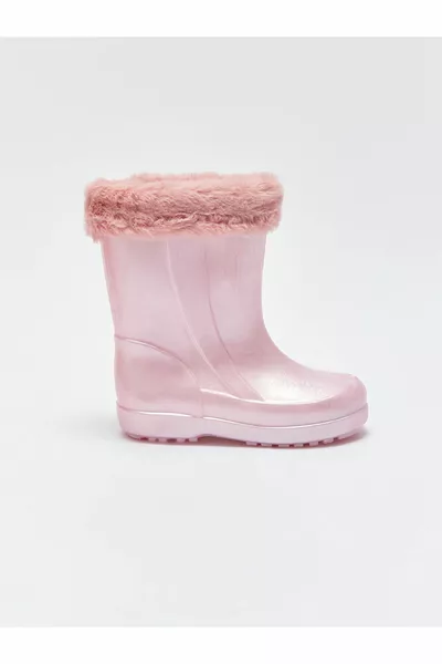 lcw блестящие меховые детализированные резиновые сапоги для девочек