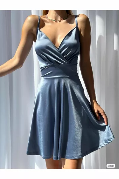 مزدوج الصدر طوق الساتان النسيج البسيطة مساء اللباس الزفاف الخطوبة التخرج اللباس