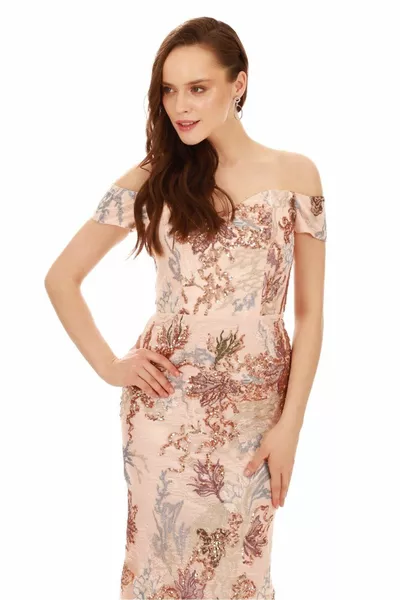 مسحوق الترتر خارج الكتف حورية البحر مساء اللباس