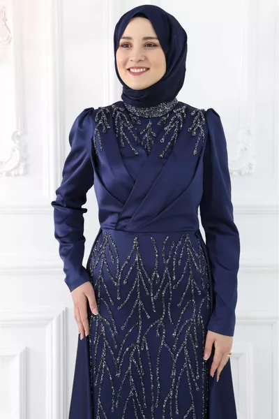 Nihal Abito da sera blu navy 