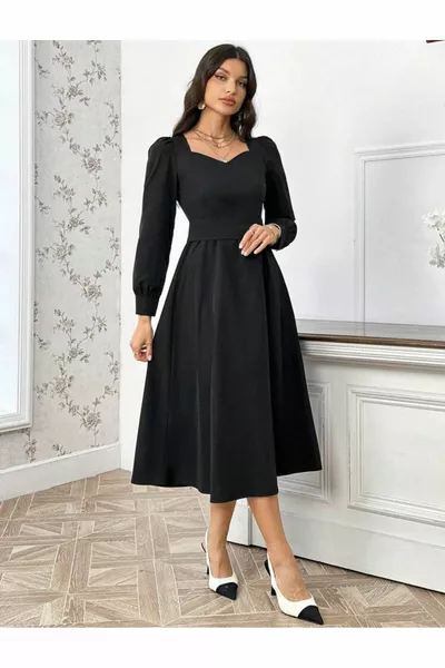 Платье миди с длинным рукавом с поясом Выпускной Свадьба Выпускной Свадьба Выпускной Свадьба