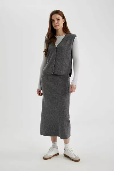 العادية صالح تريكو ماكسي تنورة sp