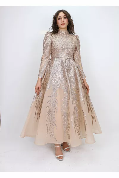  AVANT ET ARRIÈRE ARGENT BALLON MANCHES CEINTURE PRINCESSE MODÈLE ROBE DE SOIRÉE QYS ROBE DE SOIRÉE  # 2