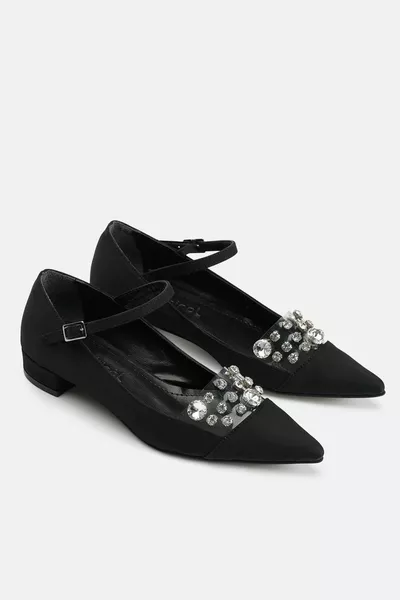 إيديتا باليه نسائي أنيق مسطح بأحجار لامعة