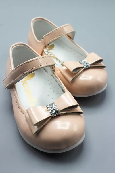 Rugan Fiyonk Taş Detay Bebek Babet Pudra Pembe