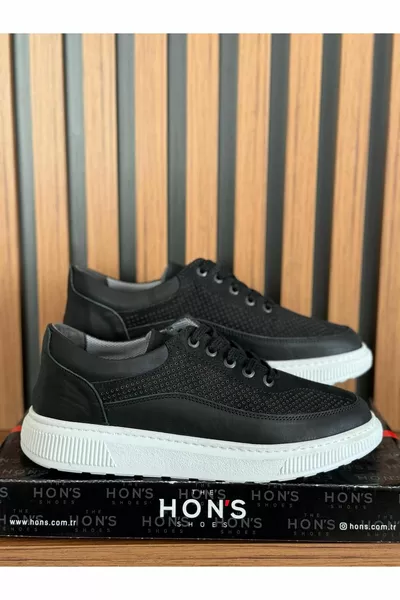 Tommy Chaussures Sneaker Homme en cuir Lace-Up Noir