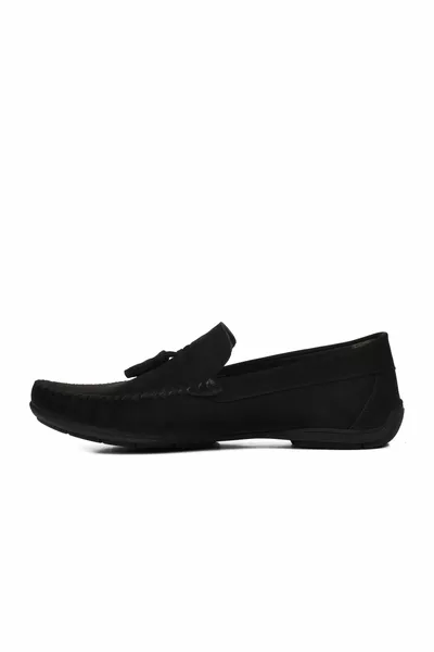  Black Nubuck Genuine Leather Men's Loafer Shoes