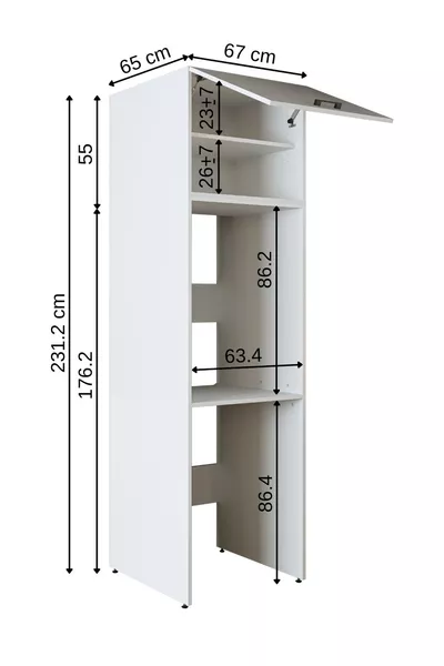 خزانة الحمام، خزانة للغسالة والنشافة بمقاس 2 × سم