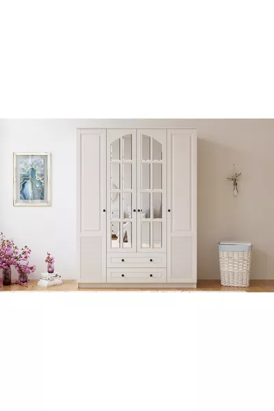 خزانة ملابس إيزيل كنتري بأربعة أبواب ودرجين