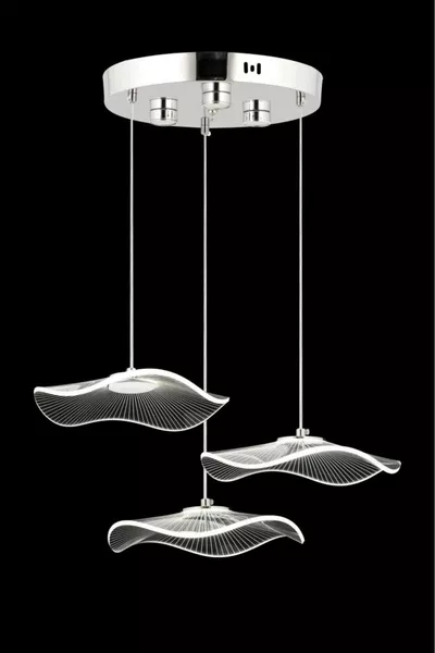 Plafonnier Istanbul Chapeau 3 pièces Argent 3 Couleurs LED Lustre Moderne de Luxe avec LED