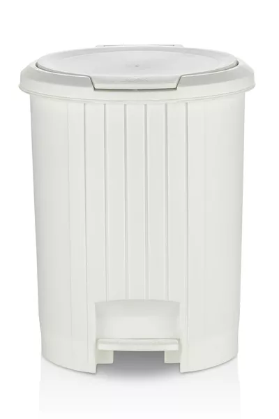 Кош за боклук за баня и кухня с педал и отваряне с натиск - Бял, специално качество