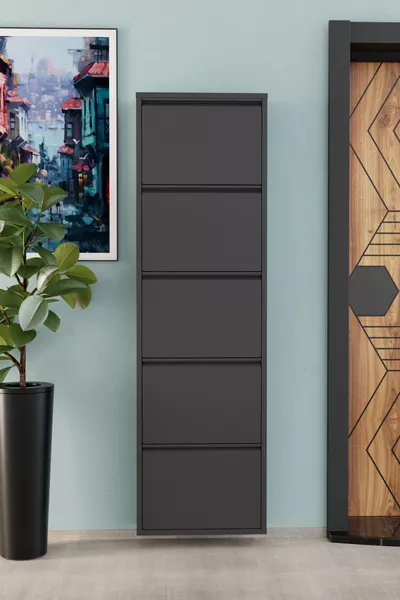 5-Door Metal Shoe Cabinet Anthracite