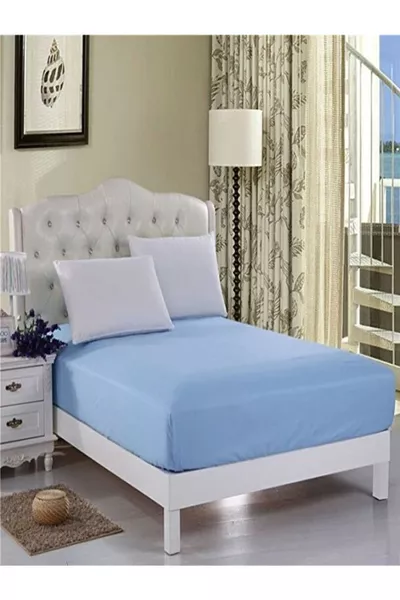 Mer-tim Единичен Плат Непропусклив Еластичен Чаршав Син 