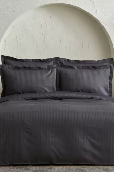 Комплект спално бельо за двойно легло Uuniq от % памучен сатен, антрацит