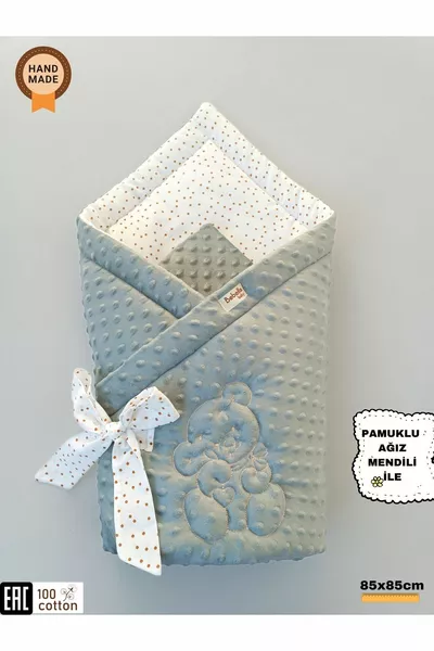 Сиво бебешко одеяло за момиче/момче с нахут & тюлен одеяло с мече за изписване от болницата за новородени