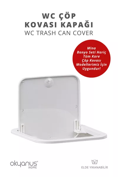 White Square Replacement Trash Can Lid