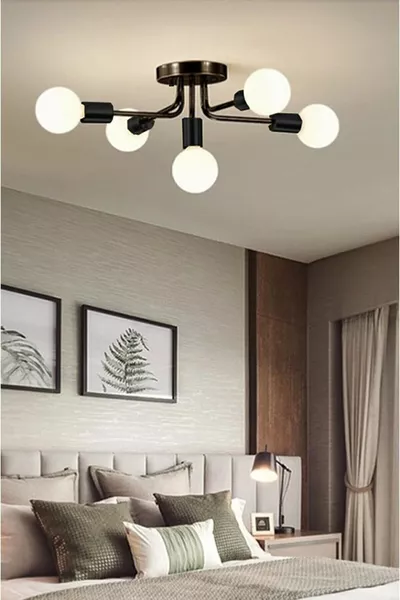 Loop Modern Design Black Color Five-Light Chandelier (without bulbs)
