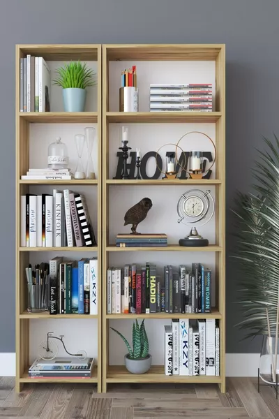 Boekenkast met  vakken - Eik