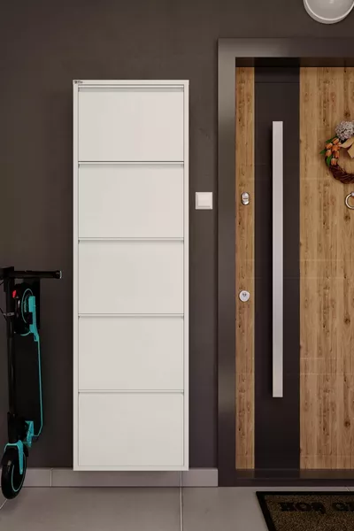 5er Metall-Schuhregal - Weiß