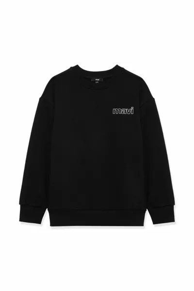 Logo Baskılı Siyah Sweatshirt 