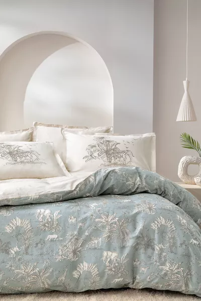 Set di Lenzuola Singolo in Ranforce Aster - Salvia