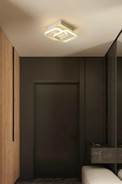 Ениса Модерен дизайн Бял цвят Хол Кухня Антре Бял LED 2-ка полилей